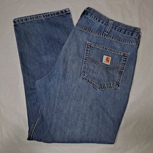 Carhartt Relaxed Fit 5 Pocket Jeans Men's 40x30 Blue Slightly Distressed Workman